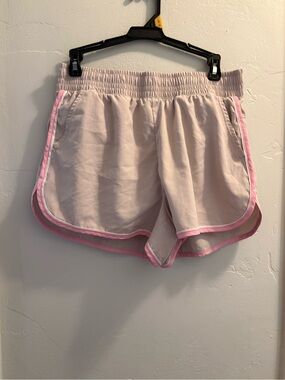 Athleta Beige Athletic Shorts with Pink Trim